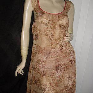 Josie Natori, Neiman Marcus,cream,beige,brown,printed,see thru,UNIQUE